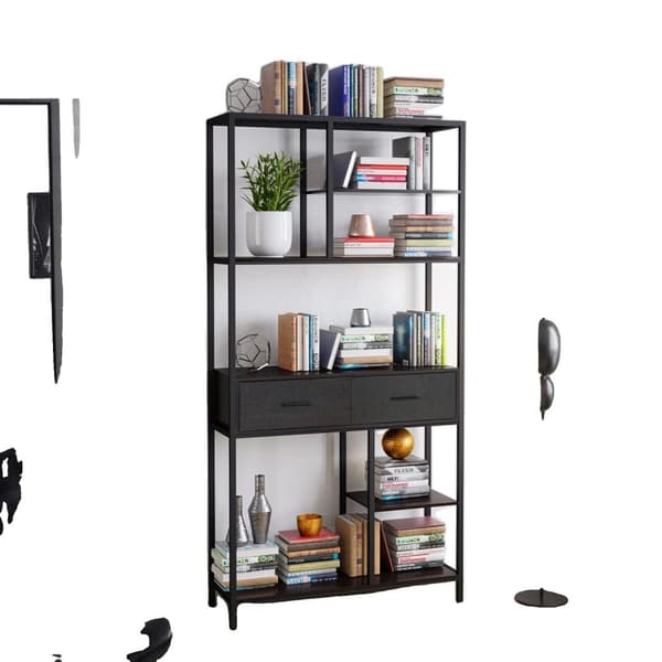 Bogreol, Høj Design, 6 Hylder Opbevaring, Sort