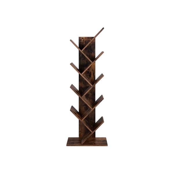 Rootz Tree Design reol - Unik bogreol - Moderne indretning - Spånpladeramme - Stabil og sikker - Alsidig - 50 cm x 25 cm x 141,5 cm