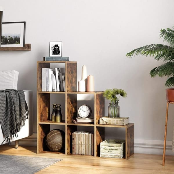 Rootz Vintage Brown spånplade bogreol - Opbevaringshylde - Displaystativ - Robust konstruktion - Nem montering - 29 cm x 97,5 cm x 97,5 cm