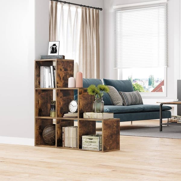 Rootz Vintage Brown spånplade bogreol - Opbevaringshylde - Displaystativ - Robust konstruktion - Nem montering - 29 cm x 97,5 cm x 97,5 cm