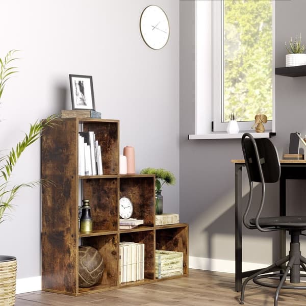 Rootz Vintage Brown spånplade bogreol - Opbevaringshylde - Displaystativ - Robust konstruktion - Nem montering - 29 cm x 97,5 cm x 97,5 cm