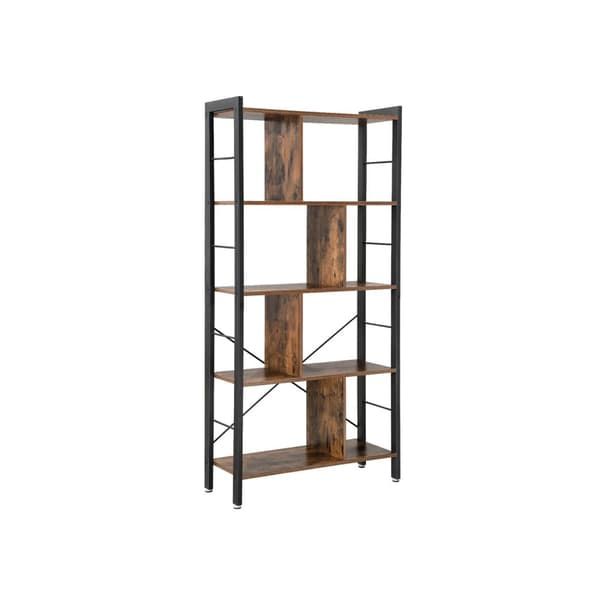 Rootz Industrial Style 4-hylde bogreol - Vintage Brun-Sort - Spånplade stål - 74 cm x 30 cm x 154,5 cm - Opbevaring til hjemmekontor - Industrielt des