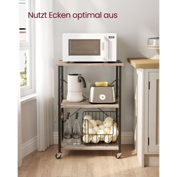 Rootz rullehylde med hjul - Opbevaringsstativ - Organizer - Spånplade og stål - 80 kg Kapacitet - Greige Sort - 40 cm x 60 cm x 89 cm