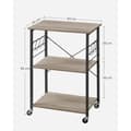 Miniatyrbillede 5 af 8: Rootz rullehylde med hjul - Opbevaringsstativ - Organizer - Spånplade og stål - 80 kg Kapacitet - Greige Sort - 40 cm x 60 cm x 89 cm