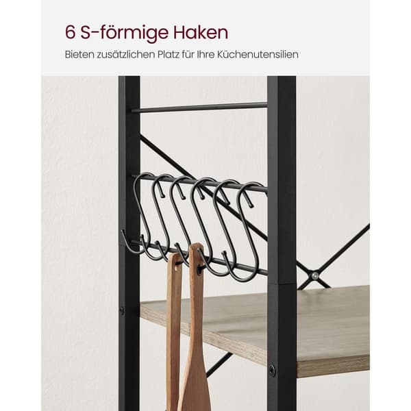 Rootz rullehylde med hjul - Opbevaringsstativ - Organizer - Spånplade og stål - 80 kg Kapacitet - Greige Sort - 40 cm x 60 cm x 89 cm