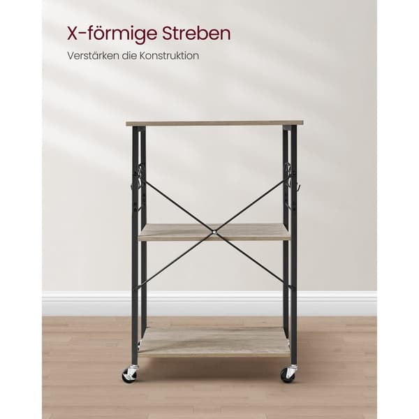 Rootz rullehylde med hjul - Opbevaringsstativ - Organizer - Spånplade og stål - 80 kg Kapacitet - Greige Sort - 40 cm x 60 cm x 89 cm