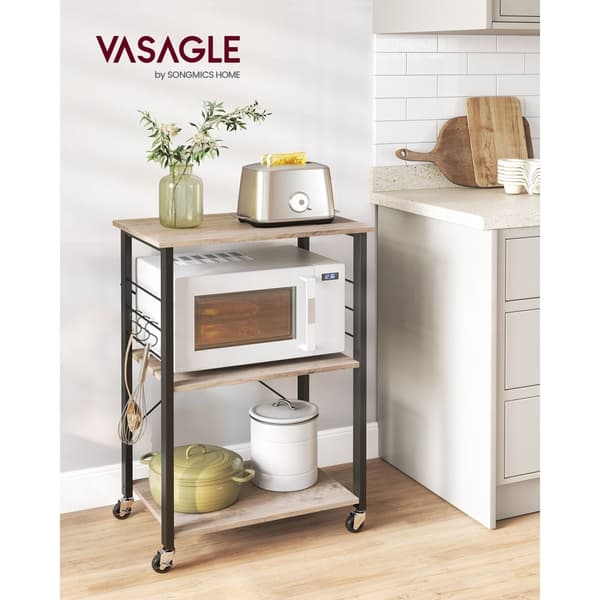 Rootz rullehylde med hjul - Opbevaringsstativ - Organizer - Spånplade og stål - 80 kg Kapacitet - Greige Sort - 40 cm x 60 cm x 89 cm