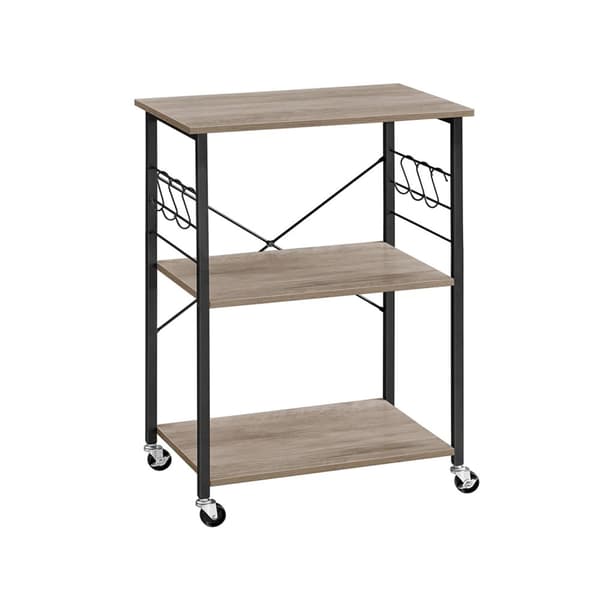Rootz rullehylde med hjul - Opbevaringsstativ - Organizer - Spånplade og stål - 80 kg Kapacitet - Greige Sort - 40 cm x 60 cm x 89 cm