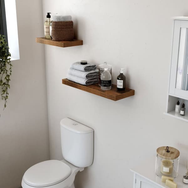 Rootz rustik brun flydende hylde - Væghylde - Dekorativ hylde - E1 klasse MDF-paneler - Stabil montering - 80 cm x 20 cm x 3,8 cm