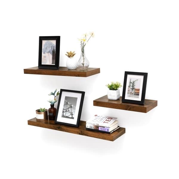 Rootz rustik brun flydende hylde - Væghylde - Dekorativ hylde - E1 klasse MDF-paneler - Stabil montering - 80 cm x 20 cm x 3,8 cm
