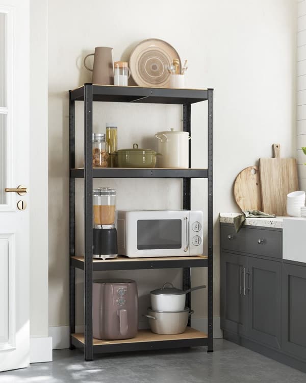 Rootz Heavy Duty opbevaringsstativ - Sort hylde - Stålreol - MDF Organizer - 520 kg Kapacitet - 40 cm x 80 cm x 160 cm