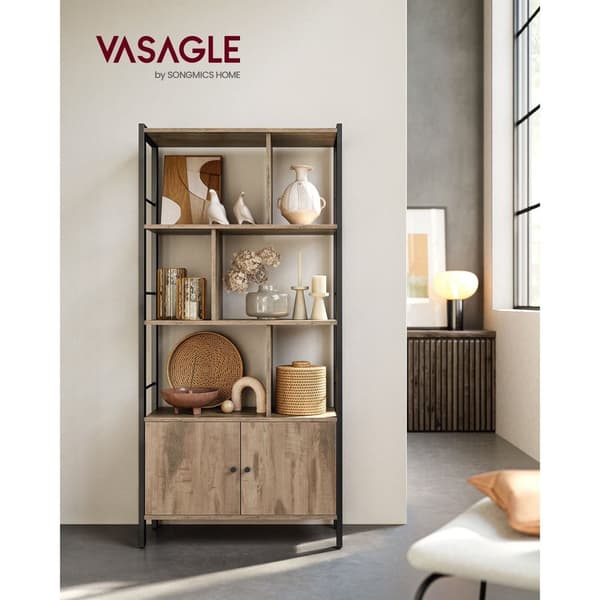 Rootz Eg brun-sort bogreol - Opbevaringsstativ - Spånpladestål - Justerbare hylder - 30 cm x 74 cm x 154,5 cm