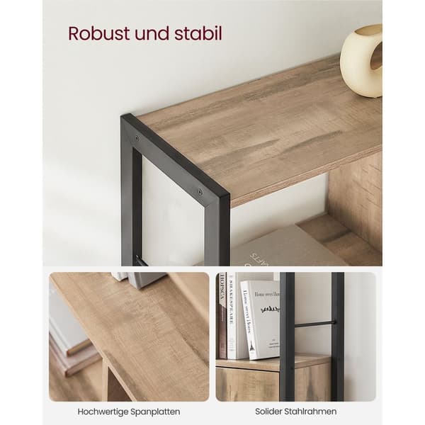 Rootz Eg brun-sort bogreol - Opbevaringsstativ - Spånpladestål - Justerbare hylder - 30 cm x 74 cm x 154,5 cm