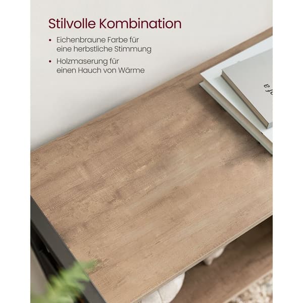 Rootz Eg brun-sort bogreol - Opbevaringsstativ - Spånpladestål - Justerbare hylder - 30 cm x 74 cm x 154,5 cm