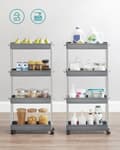Miniatyrbillede 8 af 8: Rootz Grå nichehylde - Opbevaringsstativ - Organizer - PP-plast - Rustfri stålrør - 22 cm x 40 cm x 88 cm - 20 kg Kapacitet