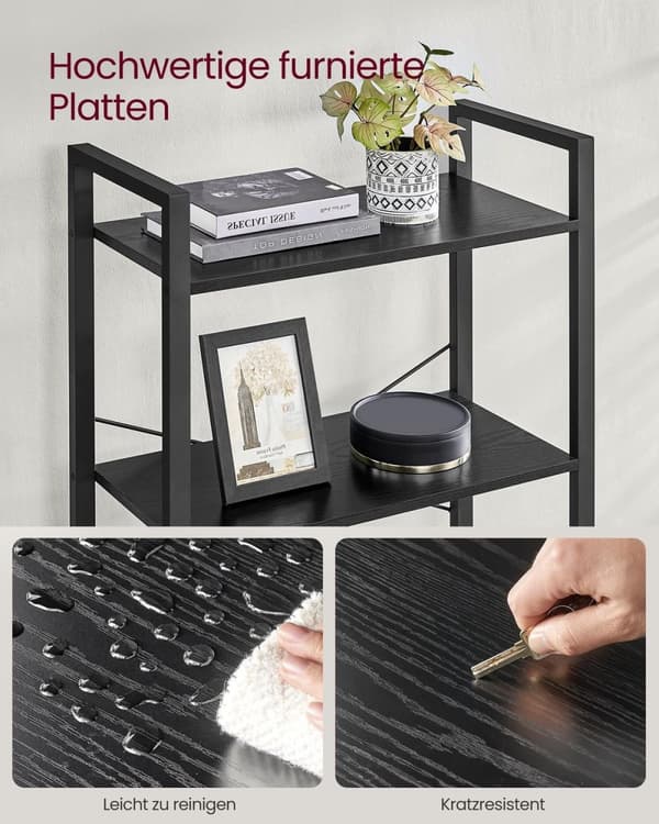 Rootz 6 -tasoinen kirjahylly - Ebony Black - Muste musta - Lastulevy teräs - Tilava säilytystila - Helppo koota - Moderni muotoilu - 30 cm x 66 cm x 1