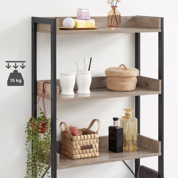 Rootz Toilethyldeorganisering - Opbevaringsstativ til badeværelset - Spånpladestål - Greige Sort - 63 cm x 25 cm x 165 cm - Letvægts holdbart design -
