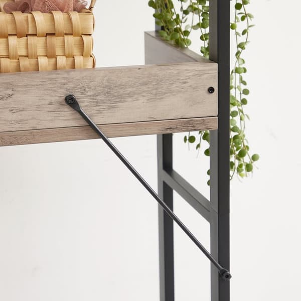 Rootz Toilethyldeorganisering - Opbevaringsstativ til badeværelset - Spånpladestål - Greige Sort - 63 cm x 25 cm x 165 cm - Letvægts holdbart design -