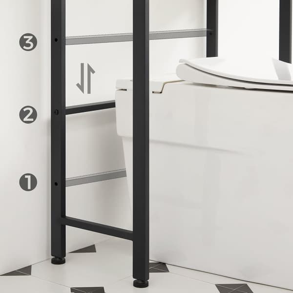 Rootz Toilethyldeorganisering - Opbevaringsstativ til badeværelset - Spånpladestål - Greige Sort - 63 cm x 25 cm x 165 cm - Letvægts holdbart design -