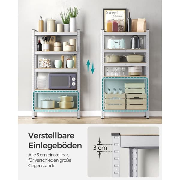 Rootz Heavy Duty -säilytysteline - hyllyyksikkö - metalliteline - galvanoitu teräs - MDF - 30 cm x 75 cm x 150 cm - 9,3 kg - 130 kg hyllykapasiteetti