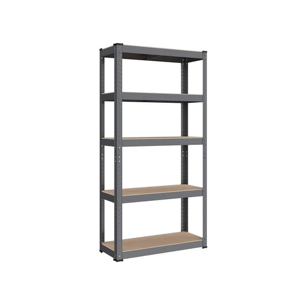 Rootz Grey Opbevaringsstativ - Reol - Metalstativ - Galvaniseret stål - MDF - Heavy Duty - 30 cm x 75 cm x 150 cm - 9,3 kg - 130 kg Hyldekapacitet - 6