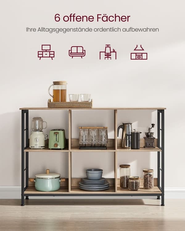 Rootz Multi-Purpose Stand Hylde - Display Rack - Spånplade stål - Heavy Duty - Nem montering - Camel Brown Ink Black - 33cm x 120cm x 80cm