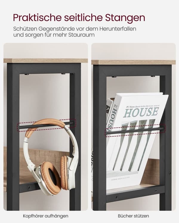 Rootz Multi-Purpose Stand Hylde - Display Rack - Spånplade stål - Heavy Duty - Nem montering - Camel Brown Ink Black - 33cm x 120cm x 80cm