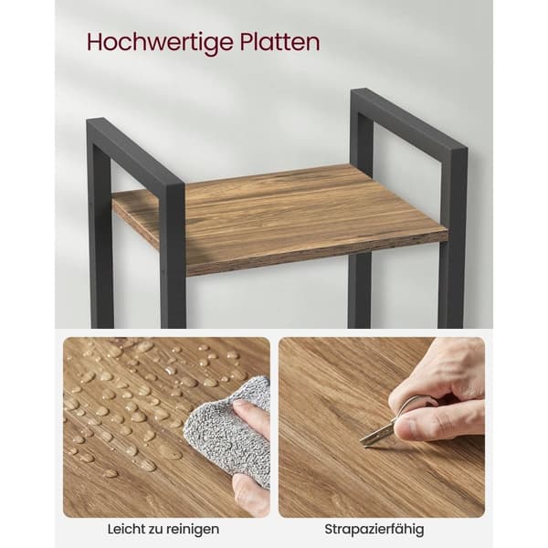 Rootz Bogreol Mørk Valnød-Sort - Spånplade stål - Høj opbevaringsenhed - Robust konstruktion - Nem montering - 30 cm x 40 cm x 187,5 cm
