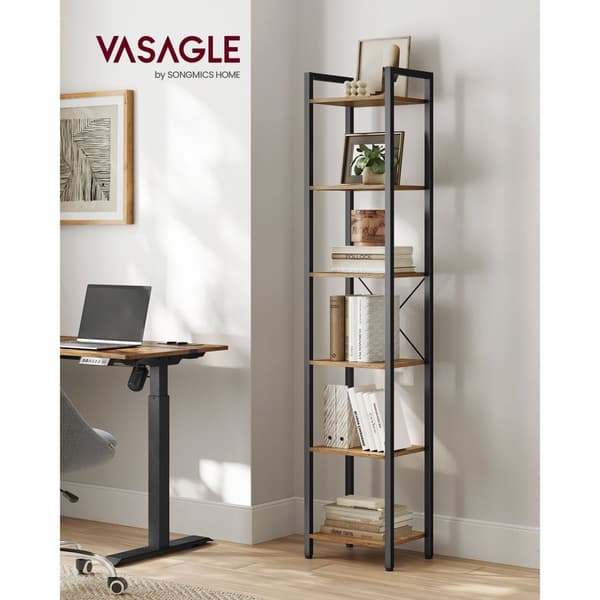 Rootz Bogreol Mørk Valnød-Sort - Spånplade stål - Høj opbevaringsenhed - Robust konstruktion - Nem montering - 30 cm x 40 cm x 187,5 cm