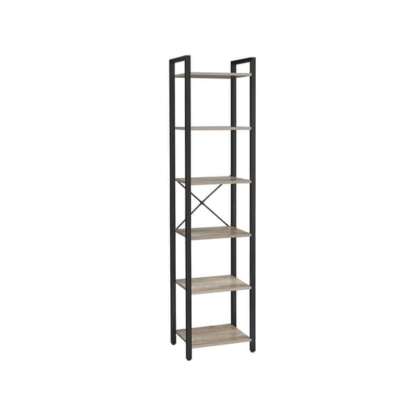 Rootz Bogreol - Opbevaringsstativ - Organizer - Spånplade og stål - Greige Sort - 30 cm x 40 cm x 187,5 cm - Letvægts - Robust - Nem montering