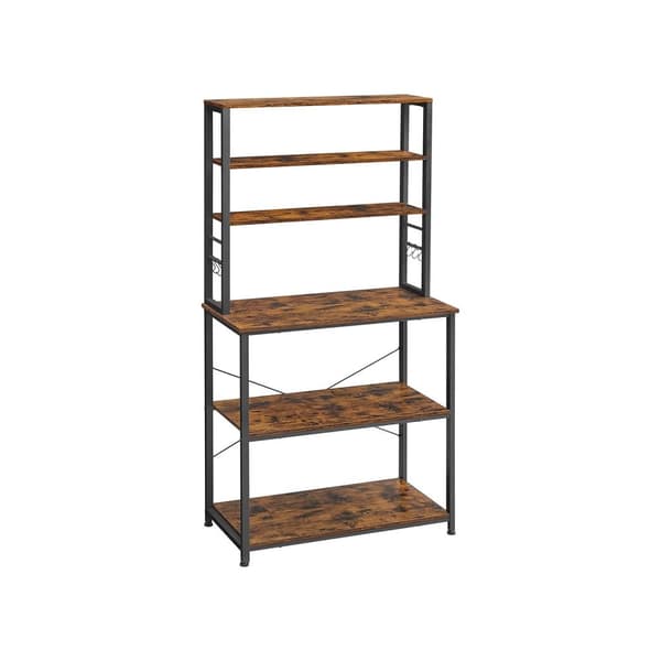 Rootz Vintage brun-sort køkkenhylde - Pantry Organizer - Opbevaringsstativ - Spånplade og stål - 80 cm x 40 cm x 167 cm - 21 kg - 90 kg Belastningskap