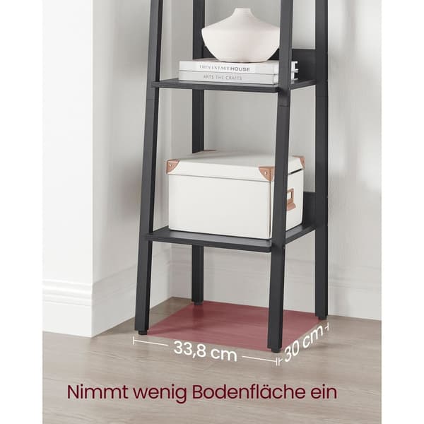 Rootz Black Wood Look Boghylde - Spånplade stål - Høj reol - Robust opbevaring - Moderne design - 30 cm x 33,8 cm x 170 cm
