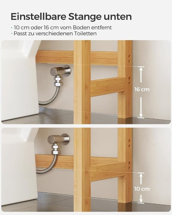 Rootz Bamboo WC-hylly - Kylpyhuoneen järjestäjä - Säilytysteline - Ympäristöystävällinen - Tilaa säästävä - Helppo koota - Luonnolliset värit - 26 cm