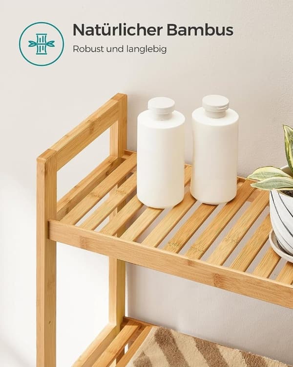 Rootz Bamboo WC-hylly - Kylpyhuoneen järjestäjä - Säilytysteline - Ympäristöystävällinen - Tilaa säästävä - Helppo koota - Luonnolliset värit - 26 cm