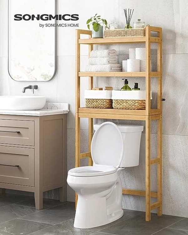 Rootz Bamboo WC-hylly - Kylpyhuoneen järjestäjä - Säilytysteline - Ympäristöystävällinen - Tilaa säästävä - Helppo koota - Luonnolliset värit - 26 cm