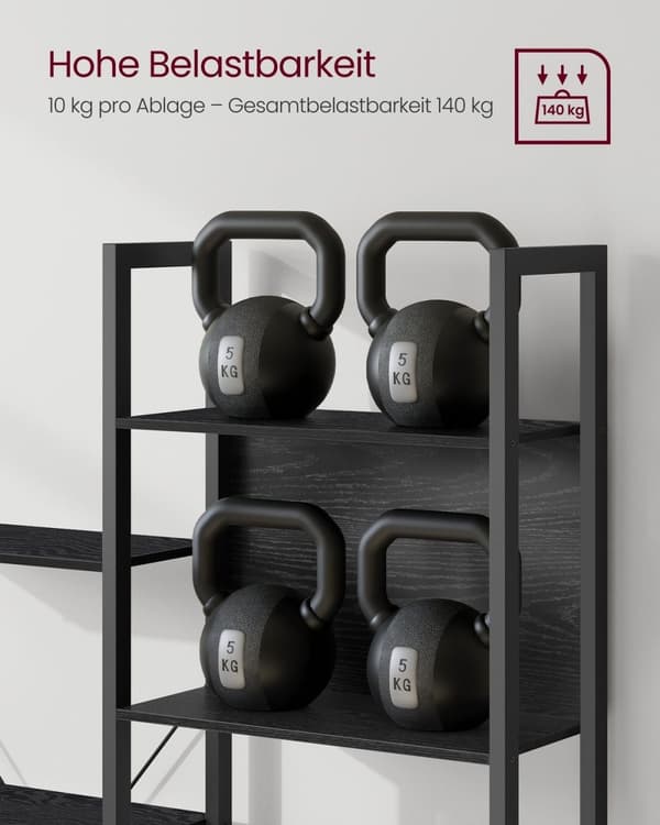 Rootz-kirjahylly - Ebony Black-Ink Black - Lastulevy teräs - Suuri säilytystila - Tukeva rakenne - Helppo koota - 24cm x 158cm x 166cm