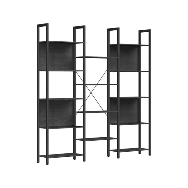 Rootz-kirjahylly - Ebony Black-Ink Black - Lastulevy teräs - Suuri säilytystila - Tukeva rakenne - Helppo koota - 24cm x 158cm x 166cm