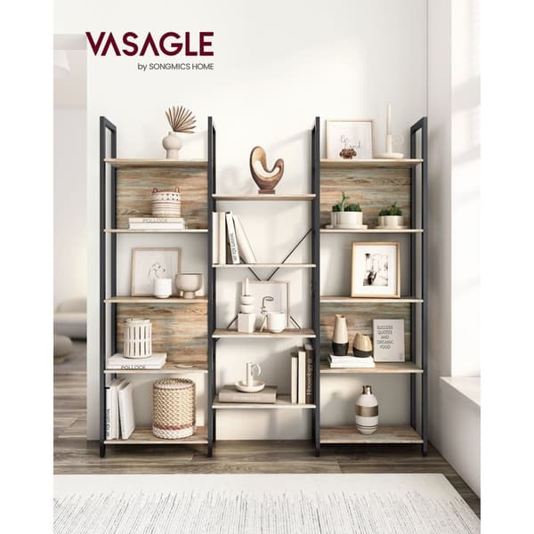 Rootz bogreol med blå korn-sort eg finish - Spånplade stål - Stor opbevaringsenhed - Robust konstruktion - Nem montering - 24 cm x 158 cm x 166 cm