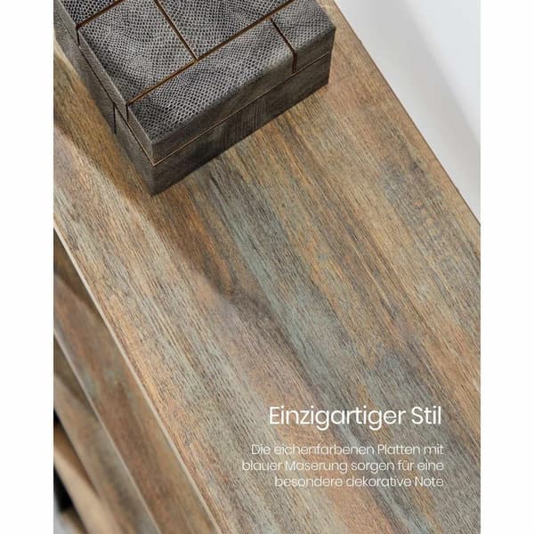 Rootz bogreol med blå korn-sort eg finish - Spånplade stål - Stor opbevaringsenhed - Robust konstruktion - Nem montering - 24 cm x 158 cm x 166 cm