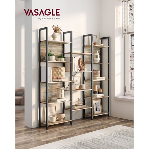 Rootz bogreol med blå korn-sort eg finish - Spånplade stål - Stor opbevaringsenhed - Robust konstruktion - Nem montering - 24 cm x 158 cm x 166 cm
