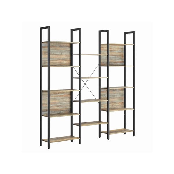 Rootz bogreol med blå korn-sort eg finish - Spånplade stål - Stor opbevaringsenhed - Robust konstruktion - Nem montering - 24 cm x 158 cm x 166 cm