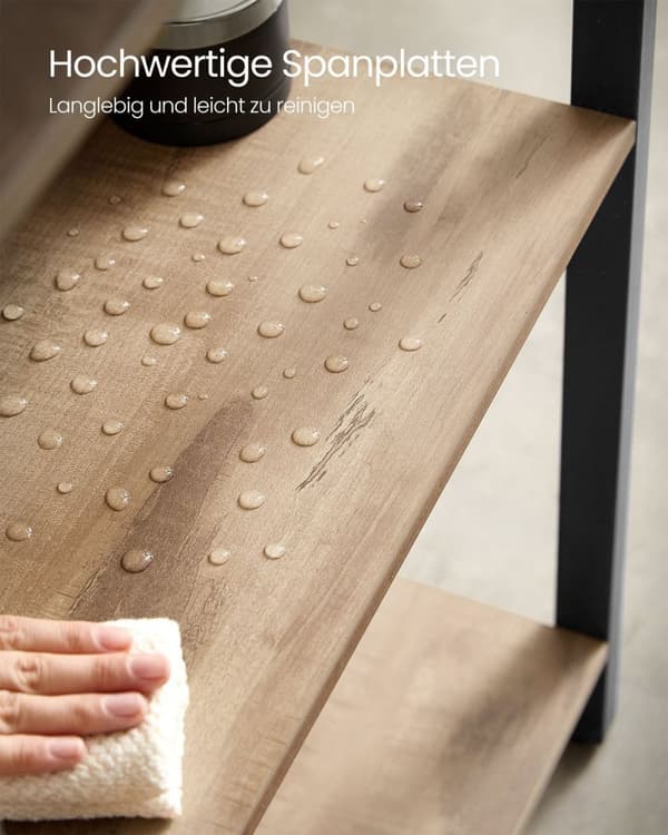 Rootz-kirjahylly - Säilytysteline - Lastulevy teräs - Suuri kapasiteetti - Helppo koota - Camel Brown muste - 24cm x 158cm x 166cm