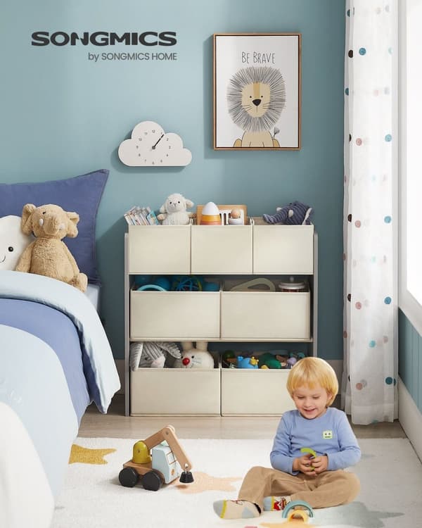 Rootz Children's Dove harmaa hylly - Lasten kirjahylly - Lelujen järjestäjä - MDF-kuitukangas - 29,5 cm x 62,5 cm x 60 cm - Kevyt - Tukeva - Helppo ko