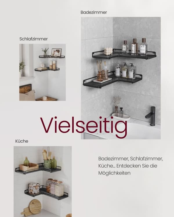 Rootz 2-pack vägghyllsats - Flytande hyllor - Spånskiva stål - Svart - 40 cm x 29 cm x 14 cm - Lättvikt - Enkel montering - Robust konstruktion