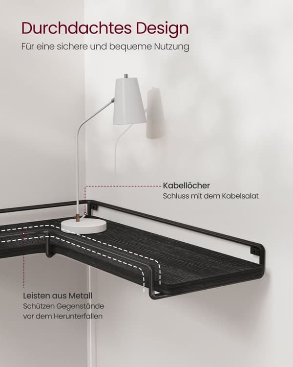 Rootz 2-pack vägghyllsats - Flytande hyllor - Spånskiva stål - Svart - 40 cm x 29 cm x 14 cm - Lättvikt - Enkel montering - Robust konstruktion