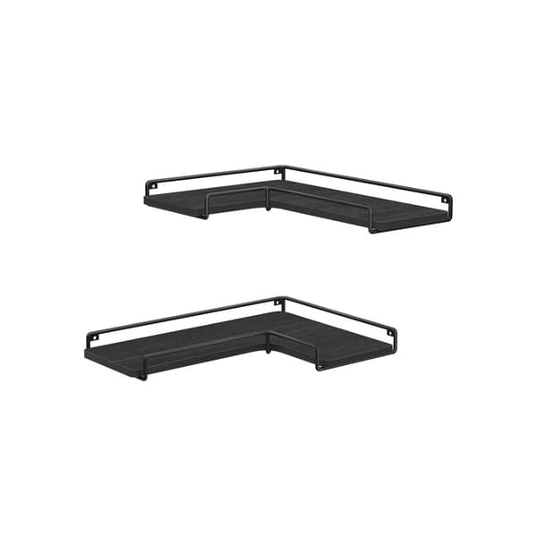 Rootz 2 Pack Seinähyllysetti - Kelluvat hyllyt - Lastulevy teräs - Musta - 40cm x 29cm x 14cm - Kevyt - Helppo koota - Tukeva rakenne