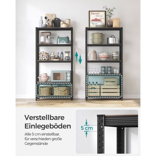 Rootz 3-tiers stativhylde - Opbevaringsstativ - Organizer - Stål og MDF - Greige Sort - 50 cm x 100 cm x 200 cm - Kraftig - Nem montering - Anti-tip f