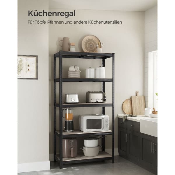 Rootz 3-tiers stativhylde - Opbevaringsstativ - Organizer - Stål og MDF - Greige Sort - 50 cm x 100 cm x 200 cm - Kraftig - Nem montering - Anti-tip f
