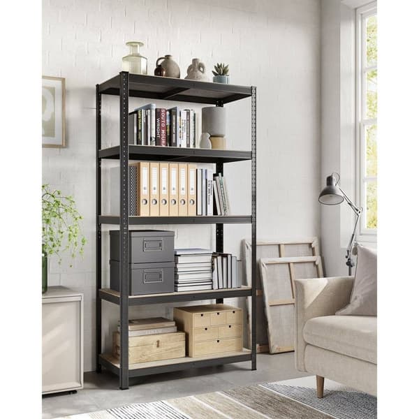 Rootz 3-tiers stativhylde - Opbevaringsstativ - Organizer - Stål og MDF - Greige Sort - 50 cm x 100 cm x 200 cm - Kraftig - Nem montering - Anti-tip f