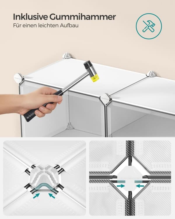Rootz White 16 Cube säilytyslokero - Muovihylly - Modulaarinen säilytystila - Kevyt - 32cm x 83cm x 63cm
